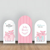 Drei Rosa Schweine Streifen Baby Dusche Bogen Hintergrund Bausatz
